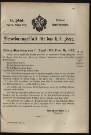 Verordnungsblatt für das Kaiserlich-Königliche Heer 18830825 Seite: 1