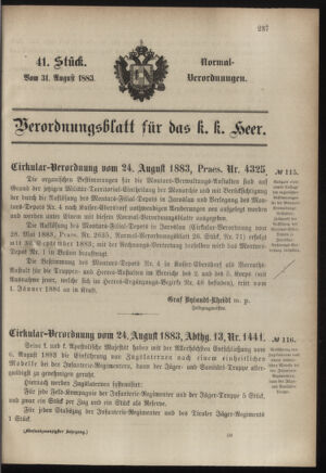 Verordnungsblatt für das Kaiserlich-Königliche Heer 18830831 Seite: 1