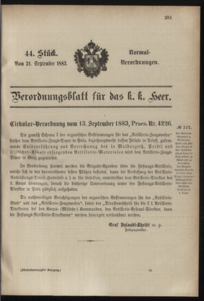 Verordnungsblatt für das Kaiserlich-Königliche Heer 18830921 Seite: 1