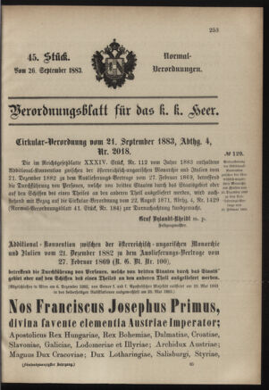 Verordnungsblatt für das Kaiserlich-Königliche Heer 18830926 Seite: 1