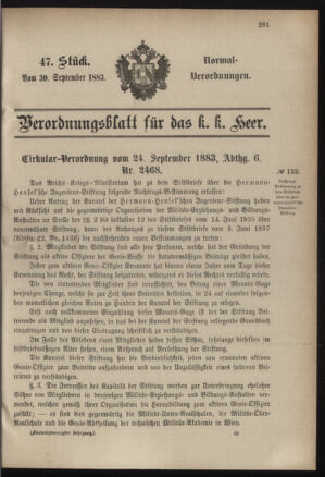 Verordnungsblatt für das Kaiserlich-Königliche Heer 18830930 Seite: 1