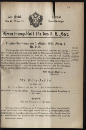 Verordnungsblatt für das Kaiserlich-Königliche Heer 18831010 Seite: 1