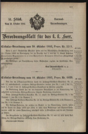 Verordnungsblatt für das Kaiserlich-Königliche Heer 18831021 Seite: 1