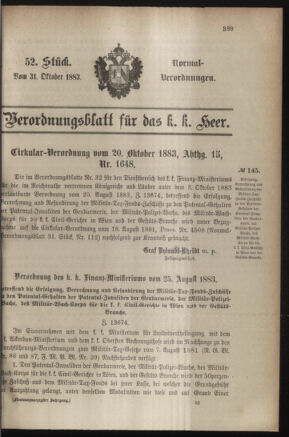 Verordnungsblatt für das Kaiserlich-Königliche Heer 18831031 Seite: 1