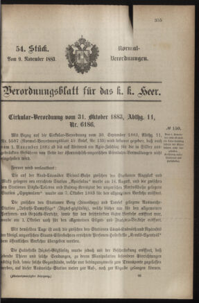 Verordnungsblatt für das Kaiserlich-Königliche Heer 18831109 Seite: 19