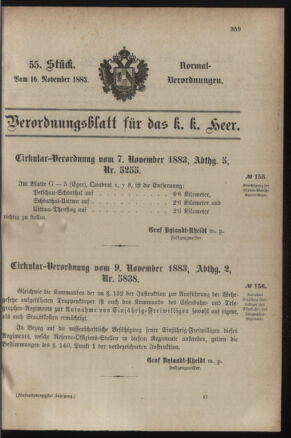 Verordnungsblatt für das Kaiserlich-Königliche Heer 18831116 Seite: 1