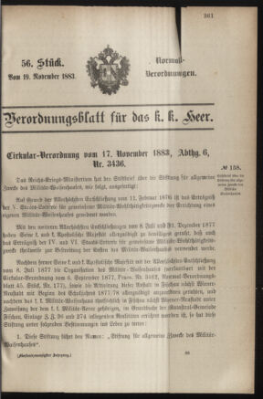 Verordnungsblatt für das Kaiserlich-Königliche Heer 18831119 Seite: 1