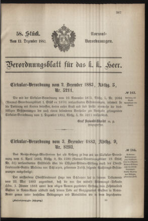 Verordnungsblatt für das Kaiserlich-Königliche Heer 18831213 Seite: 1