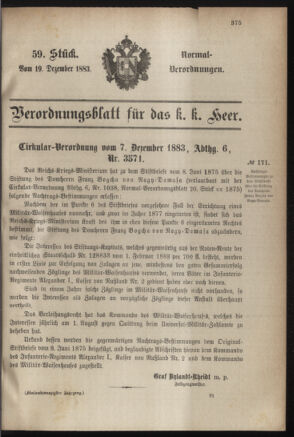 Verordnungsblatt für das Kaiserlich-Königliche Heer 18831219 Seite: 1