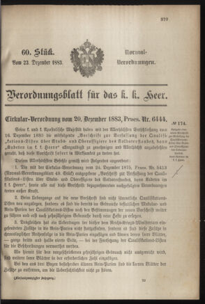 Verordnungsblatt für das Kaiserlich-Königliche Heer 18831223 Seite: 1