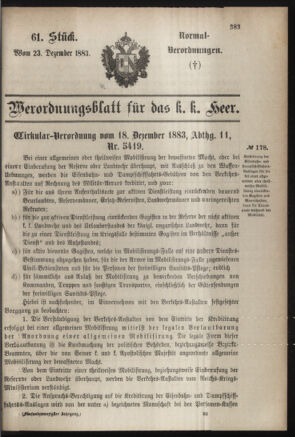 Verordnungsblatt für das Kaiserlich-Königliche Heer 18831223 Seite: 69