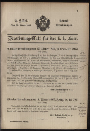 Verordnungsblatt für das Kaiserlich-Königliche Heer 18850126 Seite: 1