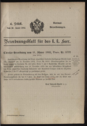 Verordnungsblatt für das Kaiserlich-Königliche Heer 18850130 Seite: 1