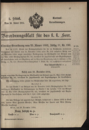 Verordnungsblatt für das Kaiserlich-Königliche Heer 18850130 Seite: 9