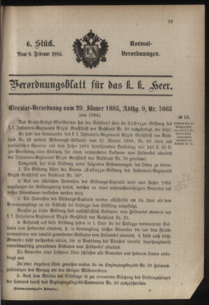 Verordnungsblatt für das Kaiserlich-Königliche Heer 18850209 Seite: 1