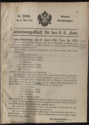 Verordnungsblatt für das Kaiserlich-Königliche Heer 18850414 Seite: 3