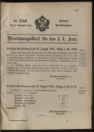 Verordnungsblatt für das Kaiserlich-Königliche Heer 18850909 Seite: 1