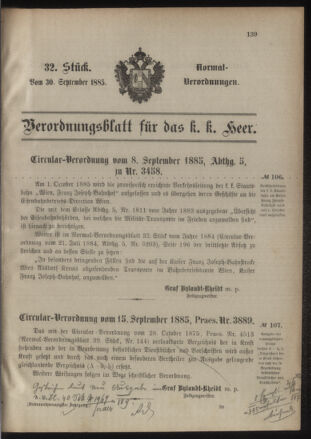 Verordnungsblatt für das Kaiserlich-Königliche Heer 18850930 Seite: 1