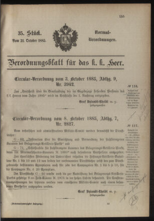 Verordnungsblatt für das Kaiserlich-Königliche Heer 18851021 Seite: 1