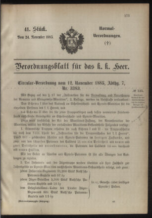 Verordnungsblatt für das Kaiserlich-Königliche Heer 18851124 Seite: 5