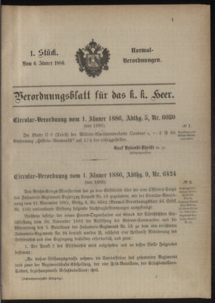 Verordnungsblatt für das Kaiserlich-Königliche Heer 18860106 Seite: 1