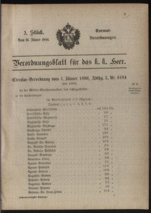 Verordnungsblatt für das Kaiserlich-Königliche Heer 18860116 Seite: 1