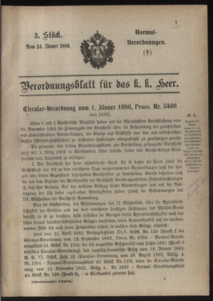 Verordnungsblatt für das Kaiserlich-Königliche Heer 18860124 Seite: 1