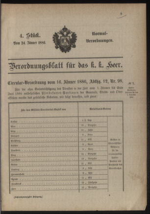 Verordnungsblatt für das Kaiserlich-Königliche Heer 18860124 Seite: 49