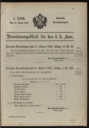 Verordnungsblatt für das Kaiserlich-Königliche Heer 18860131 Seite: 1