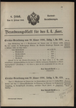 Verordnungsblatt für das Kaiserlich-Königliche Heer 18860212 Seite: 1