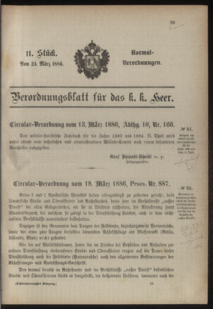 Verordnungsblatt für das Kaiserlich-Königliche Heer 18860324 Seite: 1