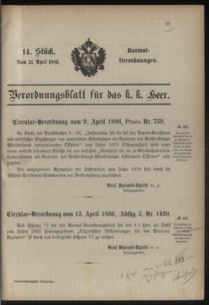 Verordnungsblatt für das Kaiserlich-Königliche Heer 18860421 Seite: 1