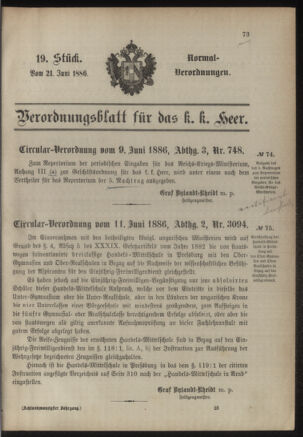 Verordnungsblatt für das Kaiserlich-Königliche Heer 18860621 Seite: 1