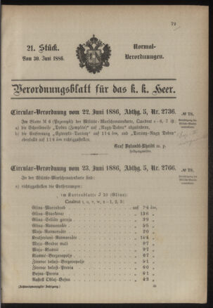 Verordnungsblatt für das Kaiserlich-Königliche Heer 18860630 Seite: 1