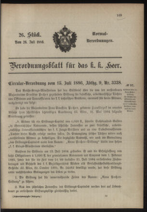 Verordnungsblatt für das Kaiserlich-Königliche Heer 18860726 Seite: 1