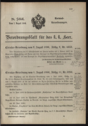 Verordnungsblatt für das Kaiserlich-Königliche Heer 18860807 Seite: 1