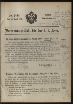 Verordnungsblatt für das Kaiserlich-Königliche Heer 18860829 Seite: 1