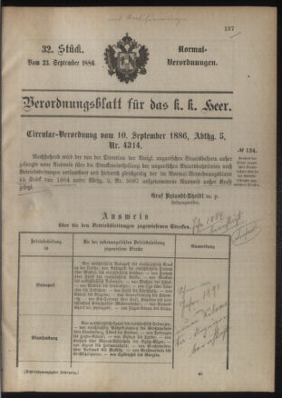 Verordnungsblatt für das Kaiserlich-Königliche Heer 18860923 Seite: 1