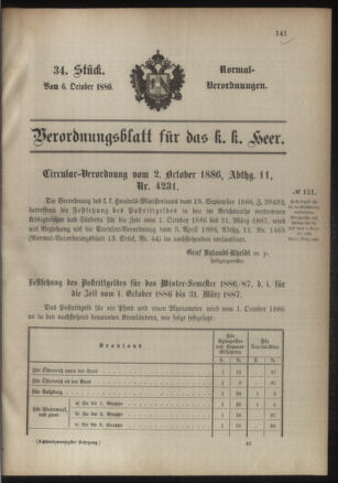 Verordnungsblatt für das Kaiserlich-Königliche Heer 18861006 Seite: 1