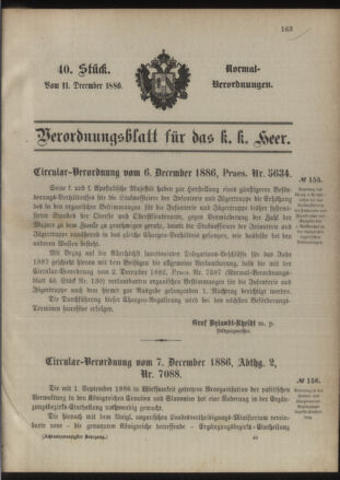 Verordnungsblatt für das Kaiserlich-Königliche Heer 18861211 Seite: 1