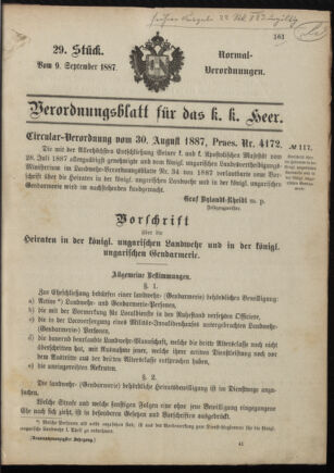 Verordnungsblatt für das Kaiserlich-Königliche Heer 18870909 Seite: 1