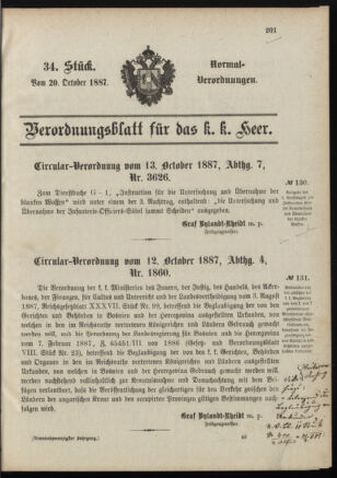 Verordnungsblatt für das Kaiserlich-Königliche Heer 18871020 Seite: 1