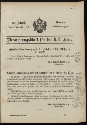 Verordnungsblatt für das Kaiserlich-Königliche Heer 18871102 Seite: 1