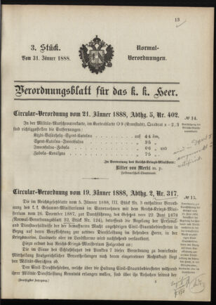 Verordnungsblatt für das Kaiserlich-Königliche Heer 18880131 Seite: 1