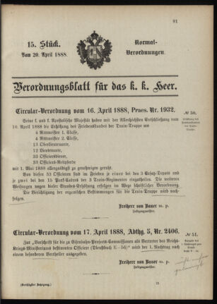 Verordnungsblatt für das Kaiserlich-Königliche Heer 18880420 Seite: 1