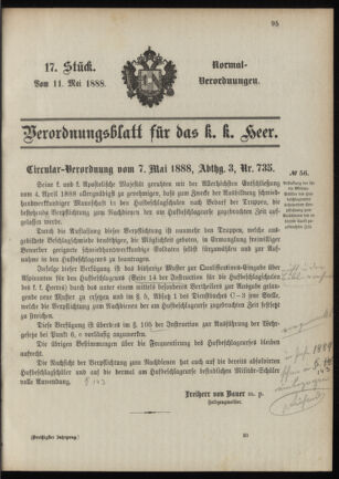 Verordnungsblatt für das Kaiserlich-Königliche Heer 18880511 Seite: 1