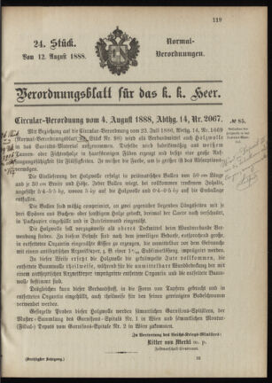 Verordnungsblatt für das Kaiserlich-Königliche Heer 18880812 Seite: 1