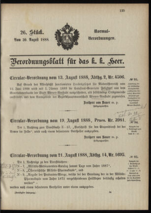 Verordnungsblatt für das Kaiserlich-Königliche Heer 18880830 Seite: 1