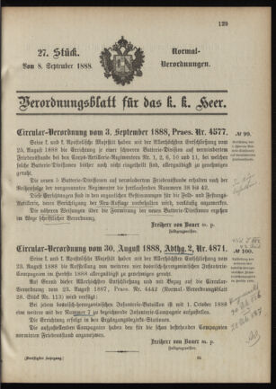 Verordnungsblatt für das Kaiserlich-Königliche Heer 18880908 Seite: 1