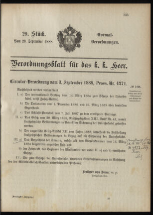 Verordnungsblatt für das Kaiserlich-Königliche Heer 18880929 Seite: 1